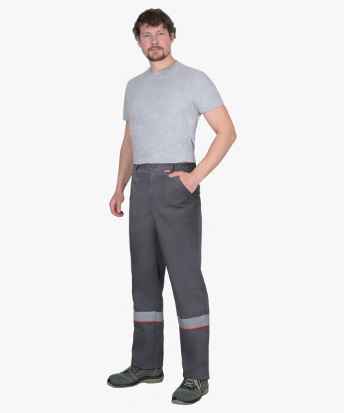 Костюм СИРИУС-МАСТЕР летний, куртка, брюки, тёмно-серый с красной отделкой