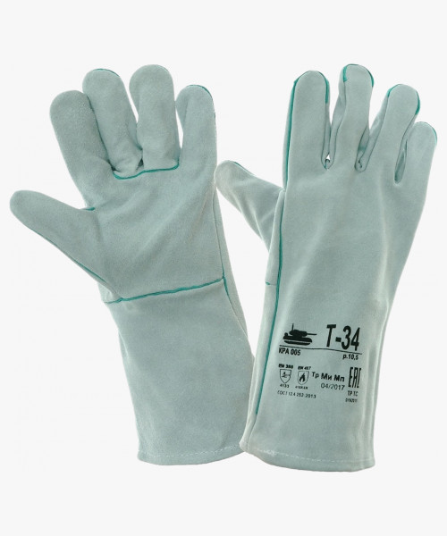 Краги спилковые Т-34 серые без подкладки, КРА005