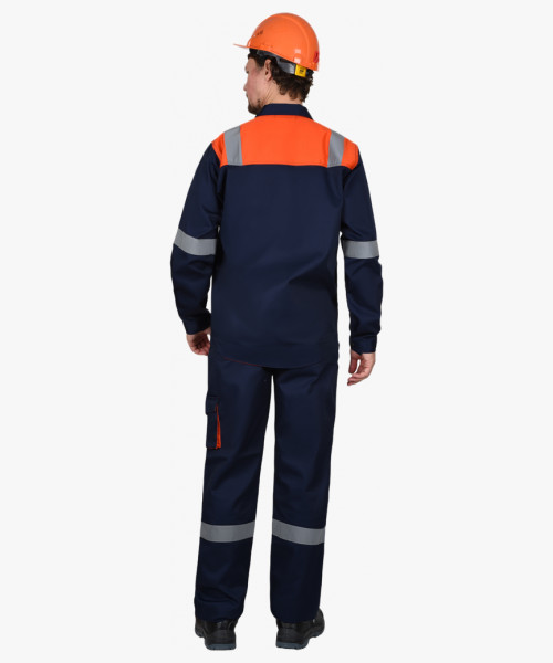 Костюм СИРИУС-БИЛДЕР куртка, брюки темно-синий с оранжевым