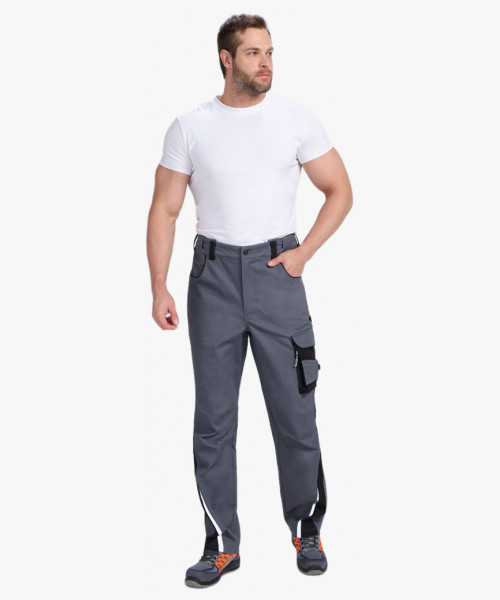 Костюм мужской летний ProfLineLeader-1 (тк.Хлопок/Спандекс,260) брюки, серый/черный