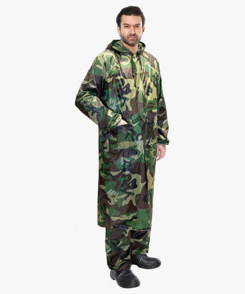 Плащ влагозащитный SIRIUS Стандарт (210 гр/м2) КМФ зеленый (ЧЗ)