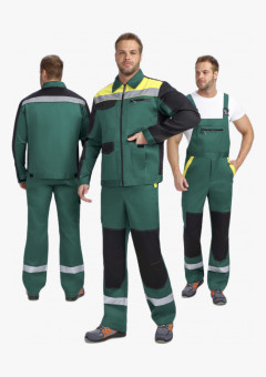 Костюм ProfLineBase-2 (тк.Твил,210) п/к, зеленый/черный/желтый