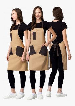 Фартук с грудкой универсальный Крафт (тк.Форвард,210), бежевый/коричневый (024)