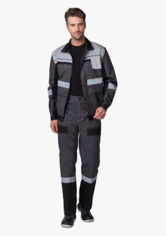 Костюм Виват-1 Премиум IMP (тк.Смесовая,240) брюки, т.серый/черный/св.серый