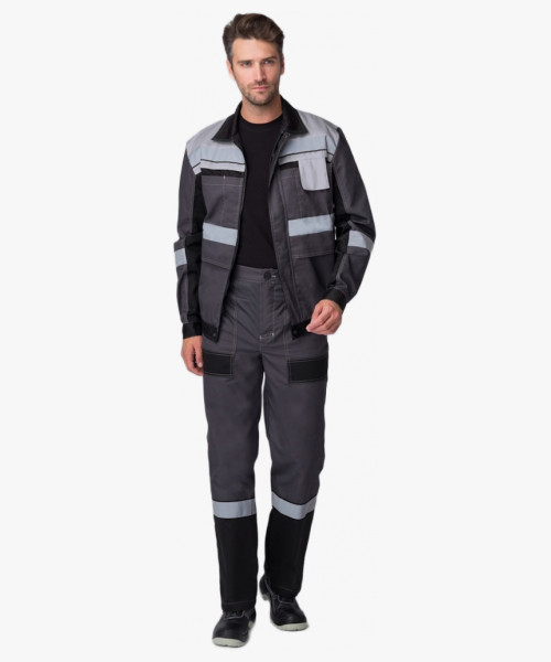 Костюм Виват-1 Премиум IMP (тк.Смесовая,240) брюки, т.серый/черный/св.серый