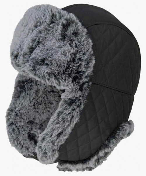 Шапка-ушанка Brodeks Extreme KM 109, цвет чёрный, серый мех