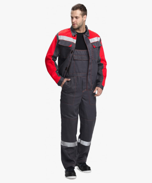 Костюм Сфера NEW (тк.Смесовая,210) п/к, т.серый/красный