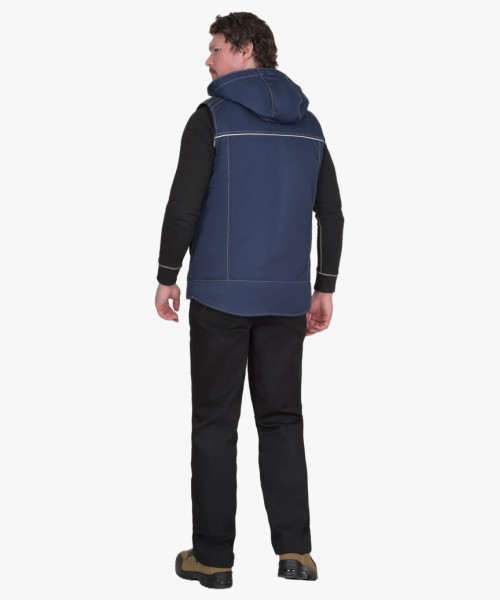 Жилет СИРИУС-АЛЕКС утепленный с капюшоном тёмно-синий