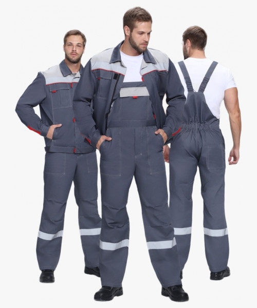 Костюм Флофт-2 Премиум СОП У. (тк.Смесовая,240) п/к, т.серый/серый/красный