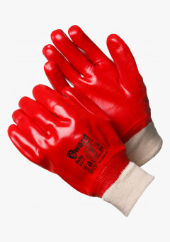 Ruby Перчатки МБС, интерлок с покрытием ПВХ красного цвета