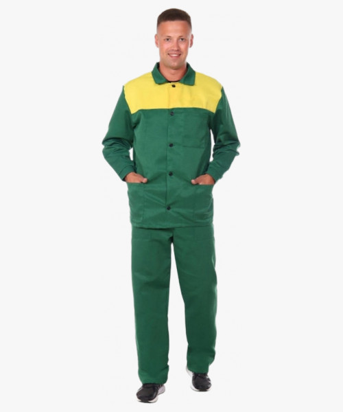 Костюм Стандарт (тк.Смесовая,210) брюки ЭТ, зеленый/желтый