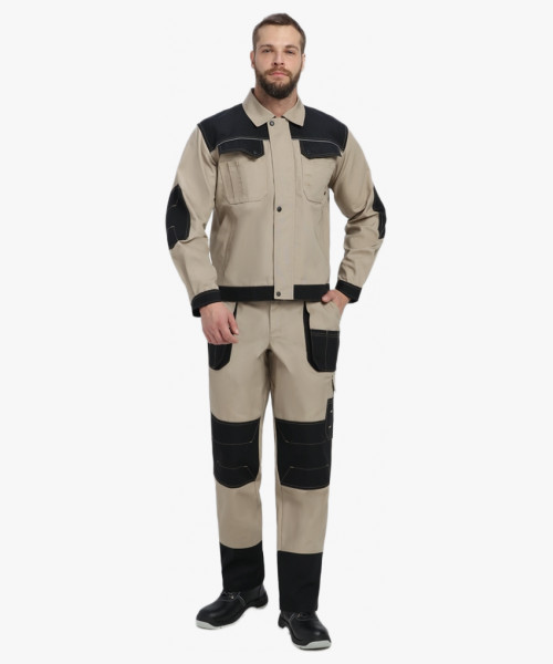 Костюм Вестгард-1 (тк.Канвас,260) брюки, бежевый/черный