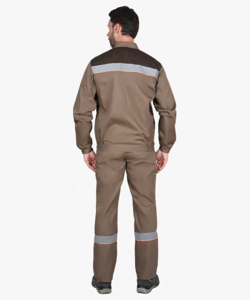 Костюм СИРИУС-МАСТЕР летний: куртка, полукомбинезон, кофейный с тёмно-коричневой отделкой
