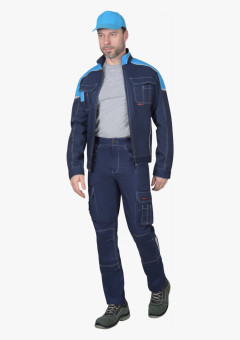 Костюм СИРИУС-ДЖЕТ куртка, брюки синий с голубым тк. мех. стрейч с ВО