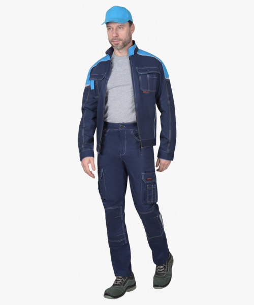 Костюм СИРИУС-ДЖЕТ куртк. , брюки синий с голубым тк. мех. стрейч с ВО