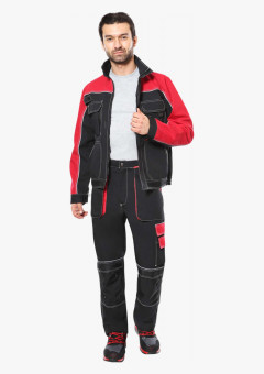 Костюм СИРИУС-АГАТ куртка, брюки черный с красным пл. 260 г/кв.м. ВО отделка
