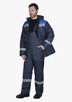 Костюм СИРИУС-РОСТ-НОРД-2 зимний, куртка, полукомбинезон, темно-синий с васильковым и СОП