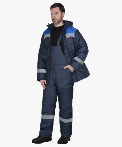 Костюм СИРИУС-РОСТ-НОРД-2 зимний, куртка, полукомбинезон, темно-синий с васильковым и СОП