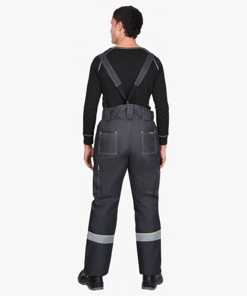 Костюм СИРИУС-ХОВАРД-М зимний, куртка длинная, брюки, темно-серый с черным, лимонной отделкой и СОП