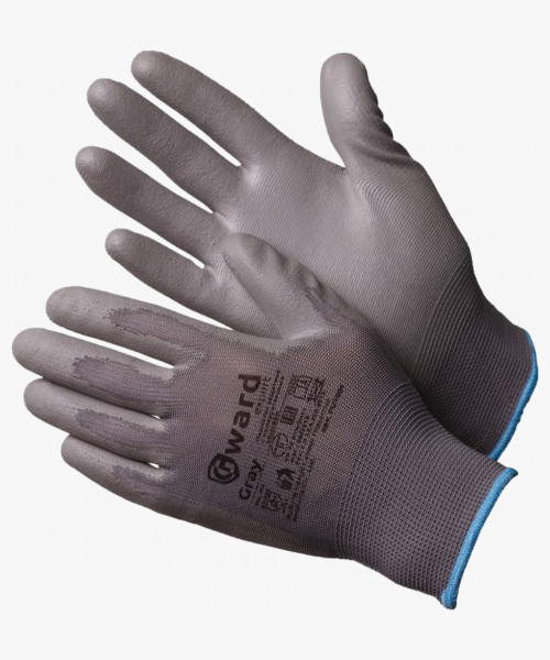 Gray Перчатки нейлоновые серого цвета с полиуретановым покрытием