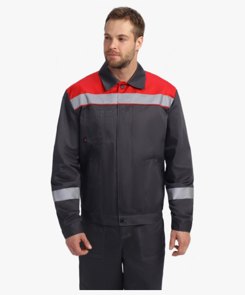 Костюм Лигор-1 Премиум СОП К. (тк.Смесовая,240) брюки, т.серый/красный