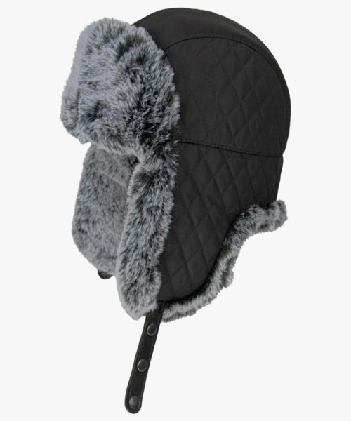 Шапка-ушанка Brodeks Extreme KM 109, цвет чёрный, серый мех