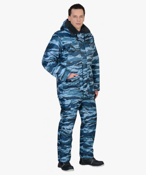 Костюм СИРИУС-БЕЗОПАСНОСТЬ зимний: куртка, п/комб. КМФ серый вихрь