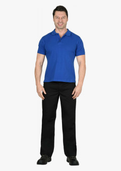 Рубашка-поло васильковая короткие рукава с манжетом, пл.180 г/м2 (ЧЗ)