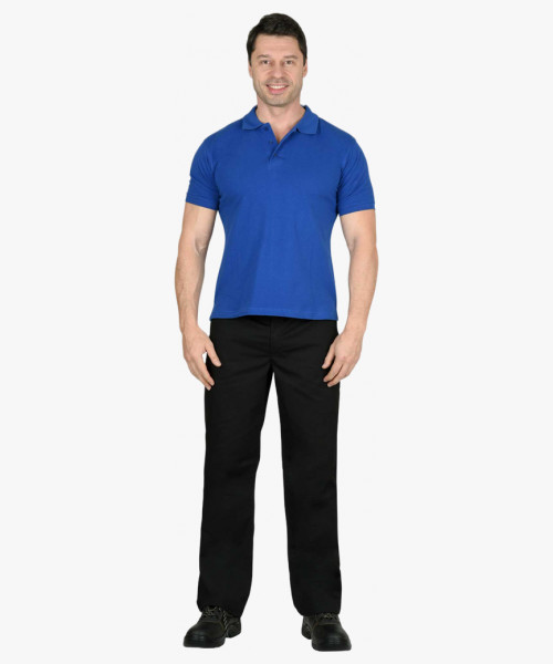 Рубашка-поло васильковая короткие рукава с манжетом, пл.180 г/м2 (ЧЗ)