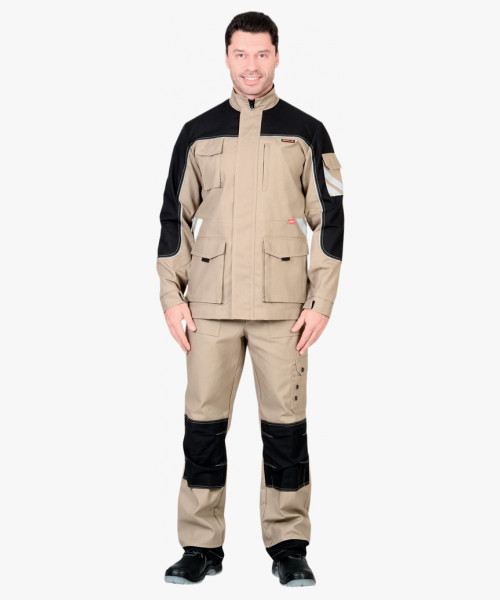 Куртка СИРИУС-ВЕСТ-ВОРК бежевая с черным пл. 275 г/кв.м
