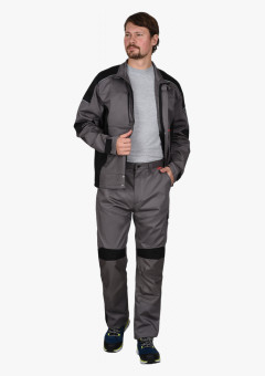 Костюм СИРИУС-ЦИТРИН куртка, брюки ср.серый с черным