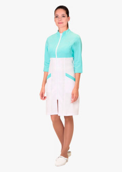 Халат СИРИУС-ДЕЛИЯ женский белый с мятным