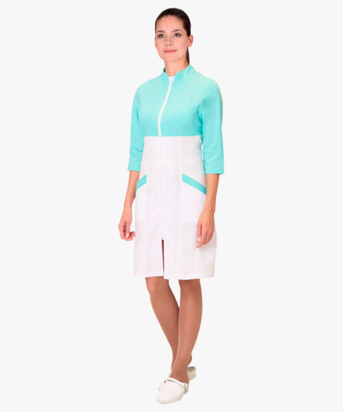 Халат СИРИУС-ДЕЛИЯ женский белый с мятным