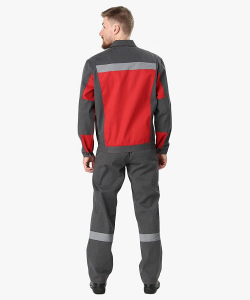 Костюм Вираж-1 IMP (тк.Смесовая,260) брюки, т.серый/красный