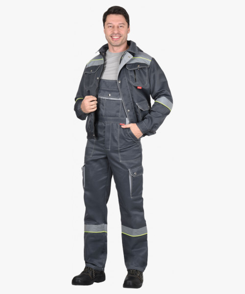Костюм СИРИУС-ТИТАН куртка, п/к серый со св.серым и СОП и лимонным кантом