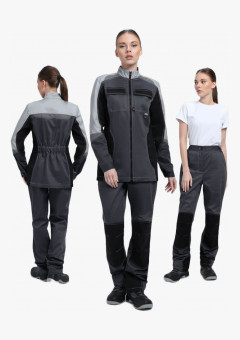 Костюм женский Вектрон-1 У. (тк.Смесовая,240) брюки, т.серый/св.серый/черный