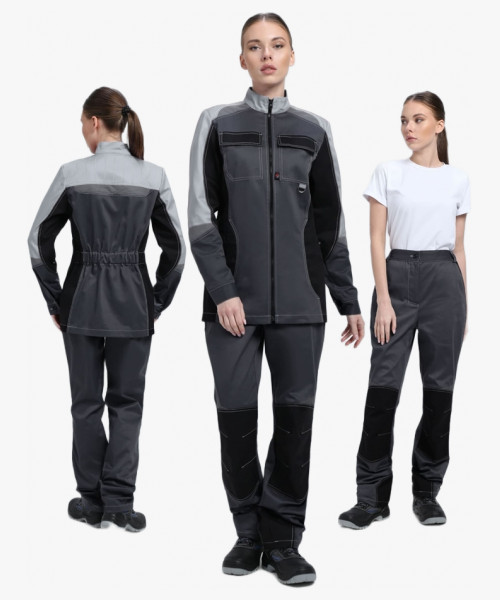 Костюм женский Вектрон-1 У. (тк.Смесовая,240) брюки, т.серый/св.серый/черный