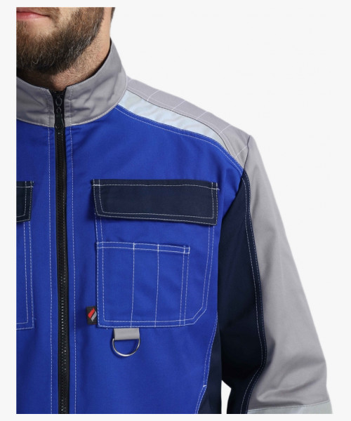 Костюм Вектрон-1 (тк.Смесовая,240) брюки, васильковый/т.синий/св.серый