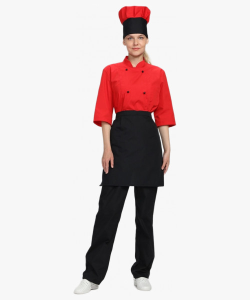 Костюм женский повара Шеф (тк.ТиСи), черный/красный