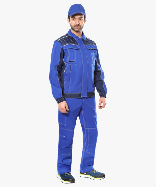 Костюм СИРИУС-ПРЕСТИЖ куртка, брюки, васильковый с синим