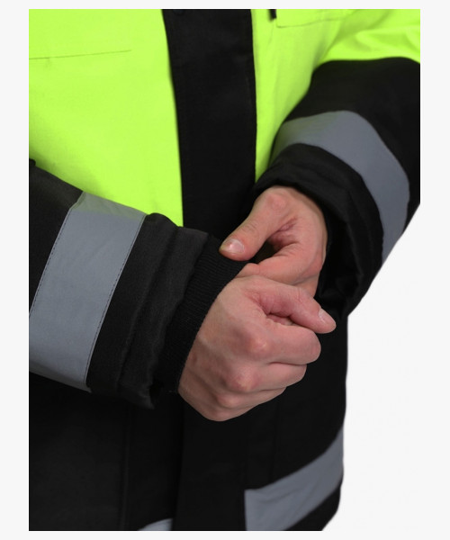 Костюм зимний для дорожника Ультра (тк.Смесовая,210) п/к, лимонный/черный