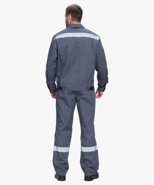 Костюм Флофт-1 Премиум СОП (тк.Смесовая,240) брюки, т.серый/серый/красный