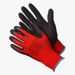 Red Перчатки нейлоновые с текстурированным латексным покрытием