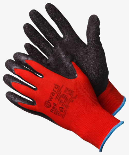 Red Перчатки нейлоновые с текстурированным латексным покрытием