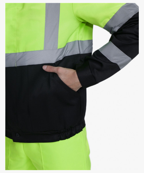 Костюм для дорожника с укороченной курткой (тк.Смесовая,210) п/к, лимонный/черный