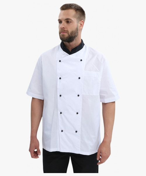 Костюм повара с коротким рукавом Шоколад (тк.ТиСи), черный/белый