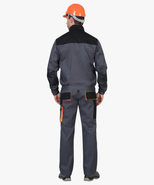 Костюм СИРИУС-МАНХЕТТЕН куртка, п/к т.серый с оранж. и черным тк. стрейч пл. 250 г/кв.м