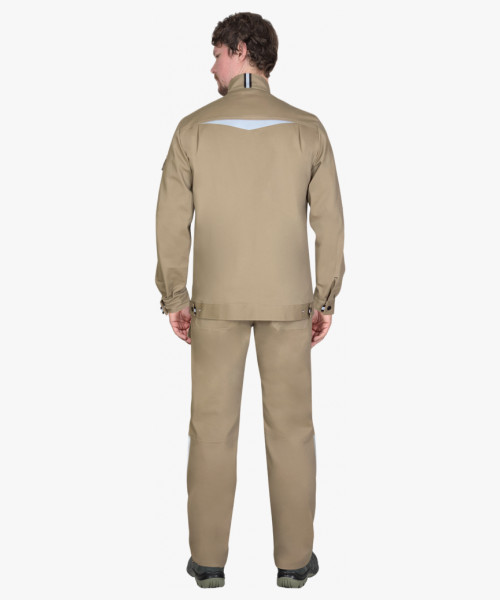 Куртка мужская летняя СИРИУС-ДЕКСТЕР песочная с черной отделкой, тк. стрейч с ВО