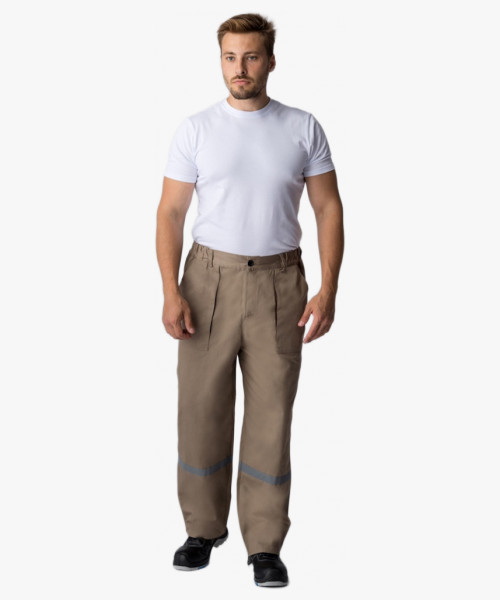 Костюм Респект (тк.Саржа,250) брюки, бежевый/коричневый