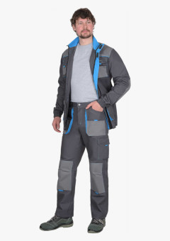 Костюм СИРИУС-ДВИН куртка, брюки т.серый со ср.серым и голубой отделкой пл. 275 г/кв.м